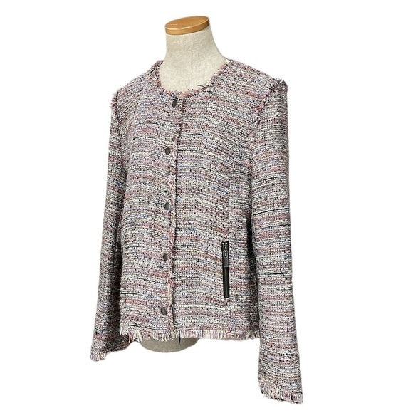 Halogen Jacket Blazer Womens Large Pink Full Zip Snap Pockets - Picture 3 of 17